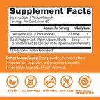 Doctor's Best High Absorption CoQ10 with BioPerine, Heart Health & Energy Production, Naturally Fermented, Gluten Free, Vegan, 200 mg 60 Veggie Caps
