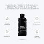 Immune Formula+ 7-in-1 Liposomal Wellness Blend with Powerful Antioxidants, Vitamins C, D, A, E, K1, K2, and Elderberry | Vegan | Gluten Free | Non-GMO | CGMP Certified