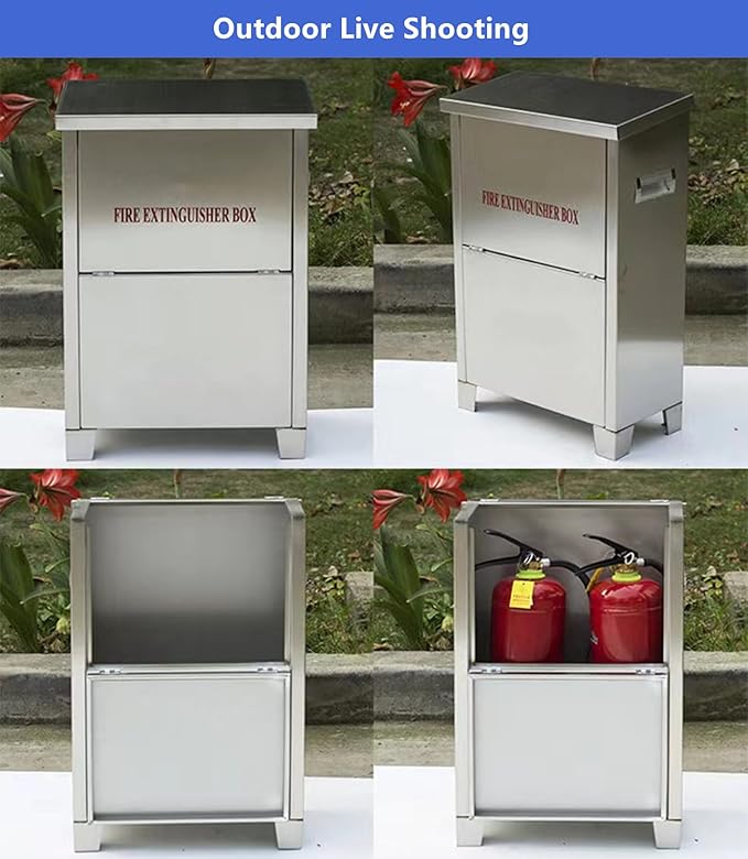 Stainless Steel Fire Extinguisher Cabinet for 5-10 pounds Extinguisher 20'' x 12.7'' x 6.9'' Accommodate Two Extinguisher Indoor/Outdoor Ground Fire Extinguisher Box Waterproof Dustproof