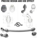 200Pack 1/2 Inch Liquid Tight Connector PVC Electrical Conduit Fittings Straight 180 Degree Flexible Conduit Connector for Home Kitchen Bathroom Tube Tool Supplies
