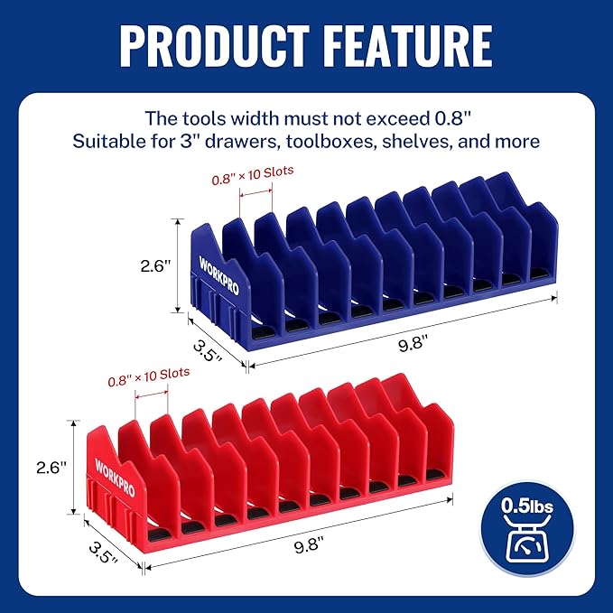 WORKPRO 2-Pack Plier Organizer Rack, Pliers Holder and Cutter Organizers with Non-Slip Rubber Base, 20-Slot Tool Box Organizer, Tool Drawer Organizer, Tool Storage, Plier Rack (Pliers Not Included)