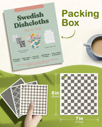 6 Pack Swedish Dishcloths for Kitchen - Reusable Dish Cloths for Washing Dishes Absorbent Cute Funny Kitchen Towels Cleaning Sponge, Grey Checked