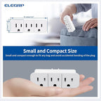 ELEGRP Triple Outlet Extender, 3-Prong Grounded Wall Tab, Multiple Outlet Extender Adapter Plug with 3 Electrical Outlets for Travel Home Hotel Office, ETL Listed, 1 Pack, White
