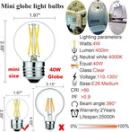 LiteHistory E26 LED Bulb 4W Equal E26 Edison Bulb 40 Watt Neutral White 4000K E26 Bulb Dimmable AC120V 400lm G16.5 Light Bulb led for Rustic Sputnik,Chandeliers,Vanity,Wall sconces Pack of 6