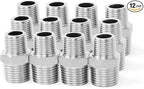 ChillWaves 304 Stainless Steel Pipe Fitting, Reducer Hex Nipple 1/4" NPT Male x 1/8" NPT Male Thread Adapter(12-PACK)