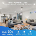 LVWIT 24 Pack Ultra-Thin Recessed Lighting 4 Inch with Junction Box, 800LM 2700K-5000K 5CCT LED Ceiling Lights, Dimmable Canless Wafer Downlight, ETL,FCC&IC, Smooth Trim