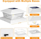 Solar Post Cap Lights Outdoor 8Pack [LED Bulb, 2 Brightness Setting] Fence Post Solar Lights Waterproof for 4x4 5x5 or 5.5x5.5 Wood Posts, Warm Bright Bulb Lighting for Garden Deck Yard White