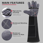 ARCCAPTAIN 24 inches Leather Welding Gloves - Bite Proof Animal Handling, Heat/Fire Resistant for Reptile, Dog, Falcon, Stick, Mig, Forge, Grill, Fireplace