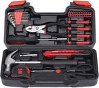 39-Piece Household Tools Kit - Small Basic Home Tool Set with Plastic Toolbox - Great for College Students, Household Use & More