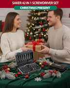 Saker 42-in-1 Magnetic Screwdriver Set for Christmas Gifts, Screwdriver Kit with T Handle & Storage Case, Gifts for Men, DIY, Furniture, Computer, and Bicycle Repair, Grey