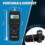 NEWTRY Moisture Meter Powder-Moisture Tester Range 0-100% Plastic Moisture Meter Resolution 0.1% & 0.01% with 9.6" Probe Portable Hay Moisture Meter for Plastics Rubber Silicone Resin Nylon Hay