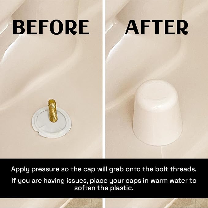 Stinky John's Tall Toilet Bolt Caps: Don't Cut Those Bolts! 100% Made in USA, Toilet Bolt Caps, Bolt Covers, Universal Fit, Flat Top 2 pack in ALMOND