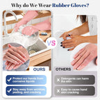 Rubber Kitchen Dishwashing Gloves - 3 Pairs Reusable Household Cleaning Gloves, Flexible and Durable & Non-slip Cleaning Gloves, Great for Kitchen, Bathroom, Laundry (Large, Pink+Green+Grey)
