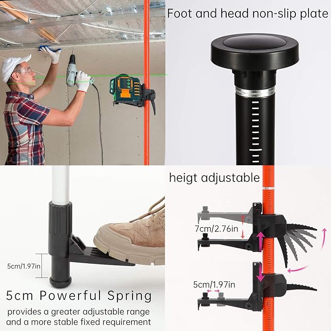 Telescoping Pole, Telescoping Laser Level Support Pole with Tripod and Mount for Lasers Level of Rotary and Line Lasers