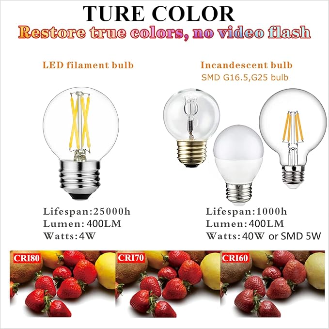 LiteHistory E26 LED Bulb 4W Equal E26 Edison Bulb 40 Watt Neutral White 4000K E26 Bulb Dimmable AC120V 400lm G16.5 Light Bulb led for Rustic Sputnik,Chandeliers,Vanity,Wall sconces Pack of 6