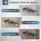 2 Pack Heavy Duty Garage Wall Shelving Set (2x3ft), Wall Mounted Garage Shelves 500lbs Capacity, 24"x72" Wall Shelf Storage Rack Floating Shelves, Black