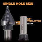 M35 HSS 3/4 Inch Step Drill Bit, Single Size Unibit with Double Spiral Flutes for Drilling Small Holes on Stainless Steel, Metal, Wood, Plastic