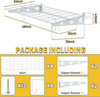 Ultrawall Garage Wall Shelves, 2 x 4 ft Wall Mounted Storage Shelves, Heavy Duty Wall Shelving with Hooks, Holds Up to 220 Lbs, 2Pack, White