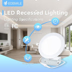 16 Pack 6 Inch LED Recessed Ceiling Light with Junction Box, 2700K-5000K 5CCT 1100 LM Brightness, Ultra-Thin Canless Wafer Ceiling Light, 120V, 12W, ETL FCC