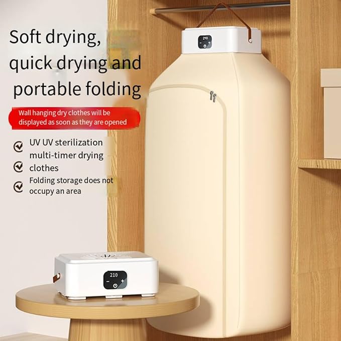 Portable Clothes Dryer | 20KG Large Capacity | 650W Fast Dry | Touch Screen & Remote Control | Quiet Energy-Saving Drying Machine for Home & Travel (white)