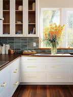 20 Pack Gold Cabinet Handles 8 Inch Hole Centers Brushed Gold Drawer Pulls Stainless Steel Square Cabinet Pulls Dresser Pulls Cupboard Handles for Kitchen and Bathroom