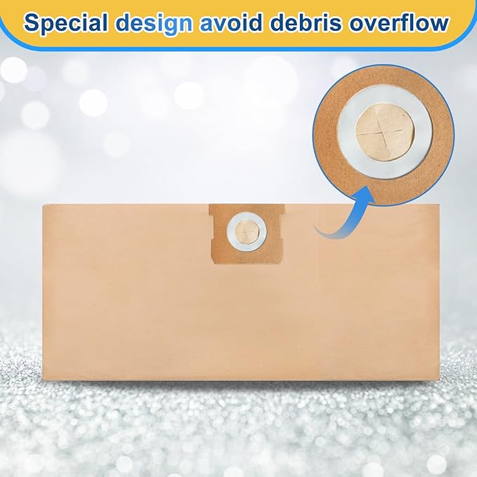 KEEPOW 5-8 Gallon Vacuum Bags, Compatible with Stanley SL18115, SL18116, SL18117, SL18158 and Porter-Cable PCX18406-5B, PCX18404P-6A– Durable, Easy Disposal for Wet/Dry Vacuums 8 Pack