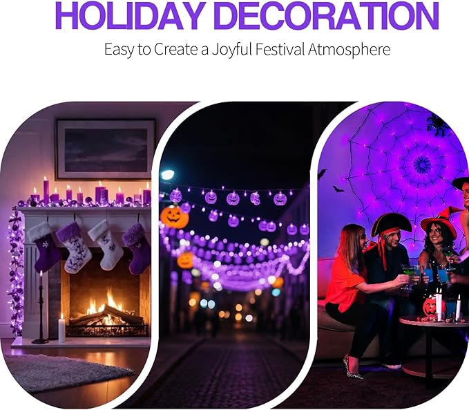 25 Pack C7 Replacement Bulbs, Dark Purple LED Halloween Light Bulbs, E12 Candelabra Base for Christmas Thanksgiving Xmas Tree Holiday Patio Outdoor String Lights Decor