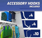 SafeRacks Overhead Garage Storage Rack, Heavy Duty Racks for Garage w/ 600 lb Capacity, Easy Garage Storage Adjustable Storage Rack Ceiling Mount Storage for Garage 4x8 White, 12"-21" (2 Pack)