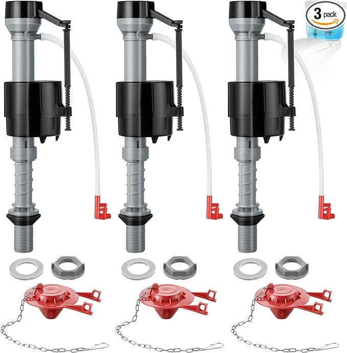 Saillong 3 Sets Toilet Float Replacement Kit, Universal Toilet Flusher Replacement Kit and 2 Inch Flapper Replacement, High-Performance Tank Water Control and Fill Valve