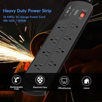 Extension Cord with Multiple Outlets, Surge Protector Power Strip with USB, 6ft Power Cord, 10 Wide Outlets, 2 USB+1 USB C Fast Charging Ports, Wall Mount, Heavy Duty, Home, Office Accessories