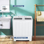 Giantex Portable Washing Machine, 20lbs Washer and Spinner Combo, Twin Tub 12lbs Wash & 8lbs Spin, Mini Compact Laundry Clothes Lavadora Portatil for Apartment Dorm RVs (White & Grey)
