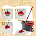 3 Pack Mop Heads Replacements, Spin Mop Replacement Heads Compatible O-Ceda EasyWring 1-Tank System, Microfiber Mop Refills, Easy Cleaning Mop Replace Head