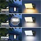 3CCT LED Outdoor Wall Lights, 4800LM, 360° Adjustable, 3 Color Modes, IP66 Waterproof, Security Wall Pack Flood Lights for Garage, Porch, Patio, Black