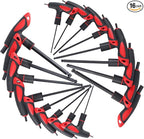 Lichamp 16 Pieces SAE and Metric T Handle Allen Wrench Set, 5/64-3/8 inch, 2-10mm, Ball Head, Standard Long Tee Handle Allen Hex Key Set, Heavy Duty Excellent