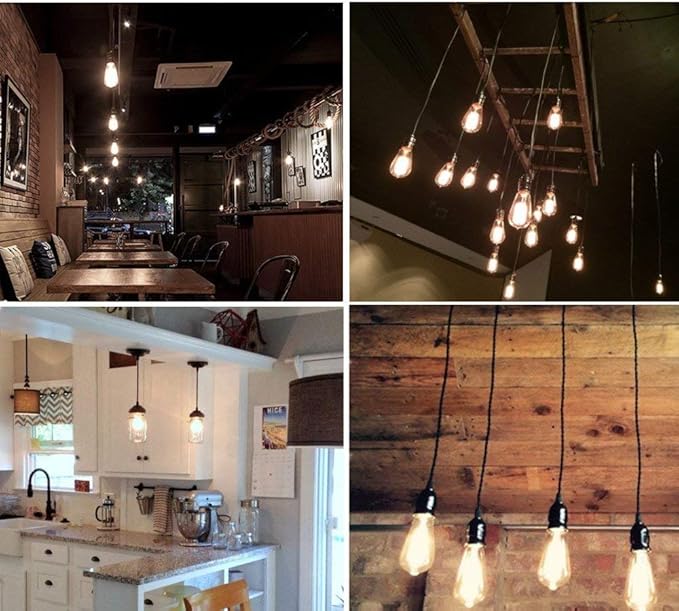 HESSION 6-Pack Vintage Edison Bulbs, ST64 40W E26 Base Amber Glass Warm White Filament Antique Decorative Dimmable Light Bulbs Used for Classical Pendant or Chandelier Lights