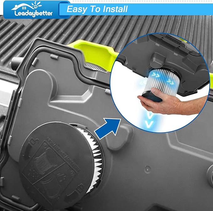 Leadaybetter 2 Pack Filter Replacement for Ryobi 18V ONE+ Wet/Dry Vacuum PCL733, PCL734, P3240, Also Compatible with HART 20-Volt 2-Gallon Wet/Dry Vac HPWD01B, Replace Part# A32VC05, A32RF08