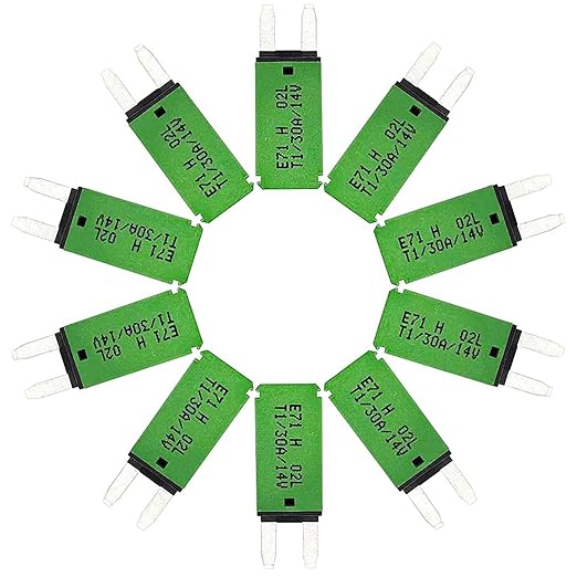 Automatic Reset ATM Mini Circuit Breaker Car Protector Blade Fuses Assortment Kit 10pcs DC 14V E71 T1 30 Amp