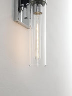 Chrome Tube Wall Sconces with Clear Glass, 24'' Modern Bathroom Vanity Light Fixtures for Bathroom Living Room Bedroom Hallway Fireplace Staircase(Bulb Included).