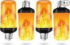 Flame Light Bulbs, 4 Modes LED Flame Effect Light Bulb, E26 Base Flickering Light Bulb with Gravity Sensor,Flickering Light Bulbs Halloween Decor(4 Pack)