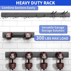 Garden Tool Organizer Wall Mount, 48inch Heavy Duty Garden Tool organizer Storage System, Easy Install With 7 Adjustable Hooks, For Garage, Basement, Shed, Workshop(Black)