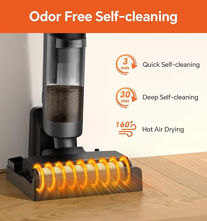 IMAGIC M3 Wet Dry Vacuum Cleaner, Cordless Vacuum Mop All in One for Hard Floors, Lightweight Floor Cleaner for Sticky Messes with Edge Cleaning, Self-Cleaning and Hot Air Drying, Grey