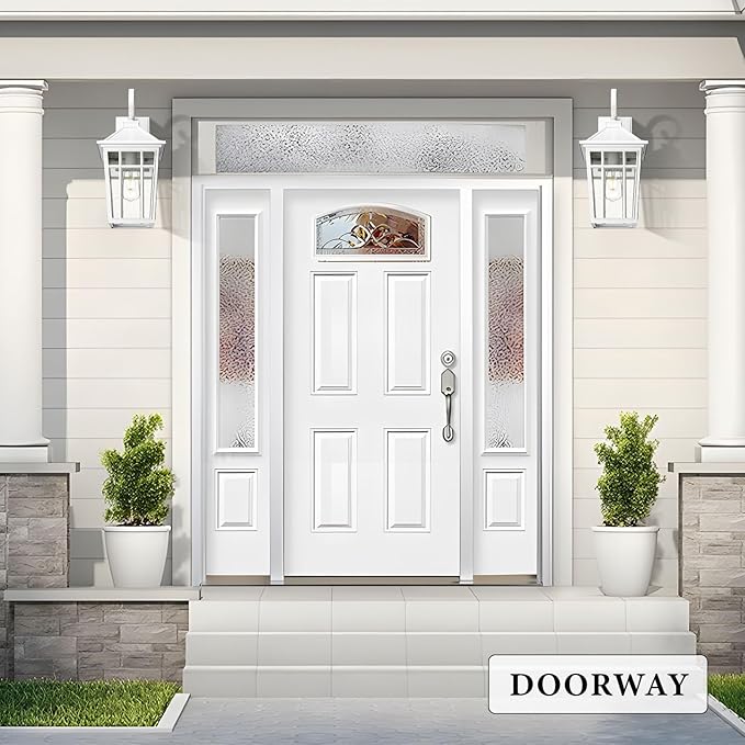 Darkaway Large Outdoor Wall Lights for House, 18inch Exterior Lighting Fixtures Wall Mount Outdoor Porch Lights Waterproof White Outdoor Sconce Lights with Seeded Glass for Patio Hallway Garage