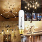 40 Watt T10 Clear Tubular Incandescent Light Bulb, Vintage Style Showcase Bulb,Showcase lamp, 2700K Soft White, E26 Medium Base, 280 Lumens (T-T10-25)