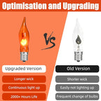 27.8Ft Fall Decor Flickering Flame String Lights Orange Halloween Lights with 25+2 Pack C7 Orange Flame Light Bulbs, Flame String Lights for Fall Halloween Decorations for Home Mantel Party Garden