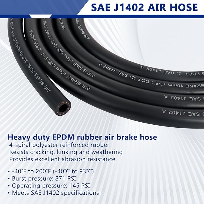 15 FT Semi Truck Air Line Kit Straight Heavy Duty Air Line Hoses with Gladhands, Handles, Holder and 16" Tender Spring Kit for Trailer Truck Tractors Parts