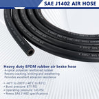 15 FT Air Line Hose Assembly with 1/2" NPT Swivel Fitting Straight Heavy Duty Power Hoses Set Spring Guard Grips DOT Fittings on Both Ends with Glad Hands Set for Semi Truck Trailer Tractor
