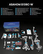 ASAHOM Permanent Outdoor Light Pro S108C, 150FT with 108 RGBCW 70lm LED, WLED Integration, AI Lighting, 30000 Lighting Effect Combination, IP67 Waterproof for Halloween Christmas Daily Decor, White