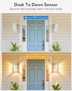 VIANIS 2 Pack White Outdoor Lighting Fixtures, Dusk to Dawn Outdoor Lighting, Exterior Light Fixture Wall Mount for House, Anti-Rust Aluminium Porch Lights Outdoor for Patio, Entryway