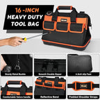 16 Inch Tool Bag Heavy Duty Tool Box Organizer, Portable Tool Organizers and Storage Bag, Tactical Toolbox with Anti-Slip Base & Adjustable Strap for Electrician, DIYer, HVAC, Mechanic