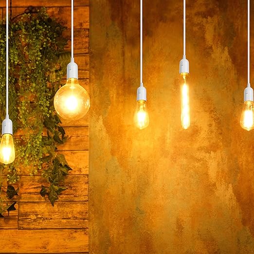 24 Pcs Light Bulb Socket 8.2Ft Extension Hanging Lantern Cord Cable Lamp Cord with Switch E26/E27 Pendant Light Socket for Kitchen Bedroom Restaurant